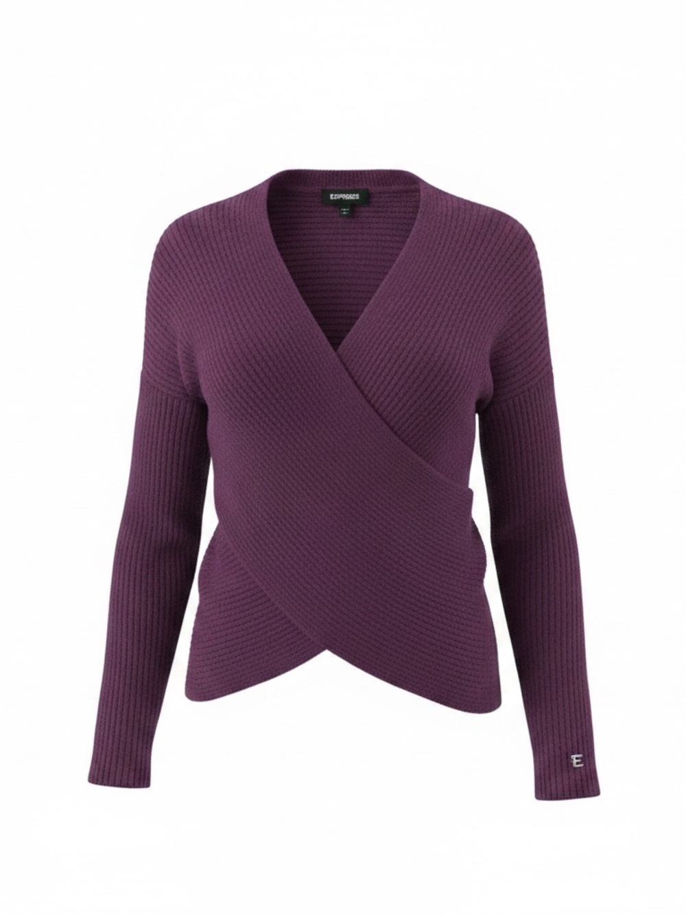 Express Purple Ribbed Wrap Sweater